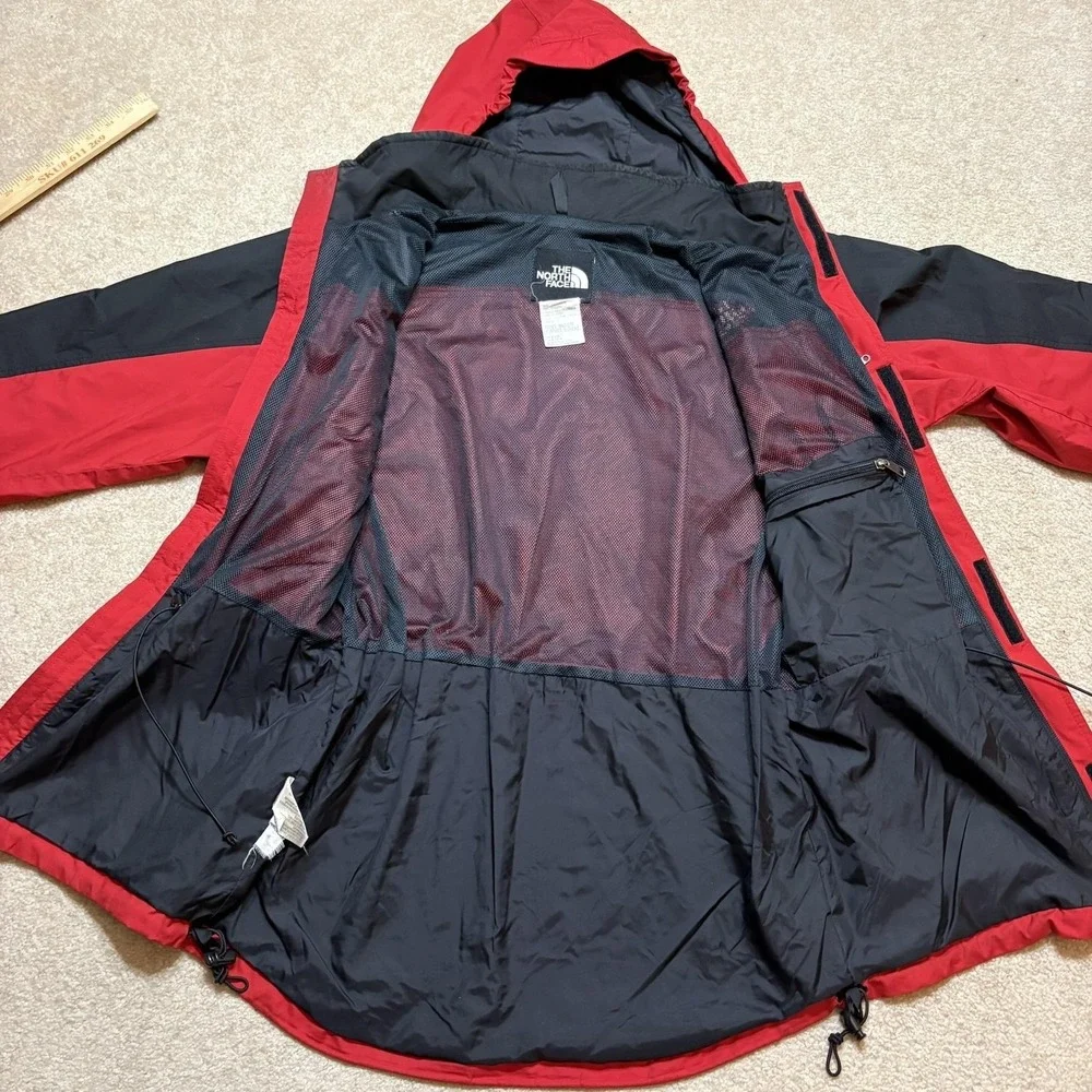 Vtg 90s The North Face Jacket Medium Red Black Hooded Ski Snow Parka Nylon Shell